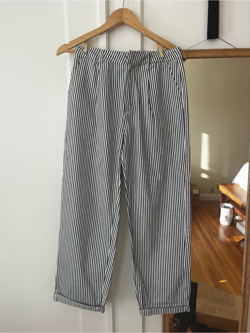 Brixton Vertical Stripe Trousers in Navy and White